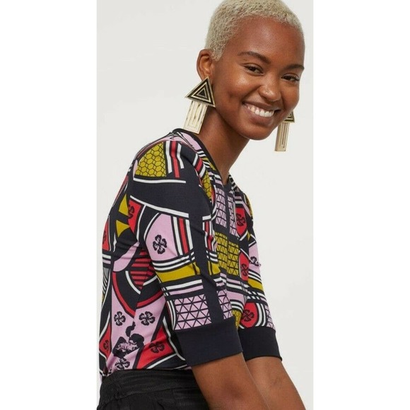 H&M Tops - Mantsho X H&M Colab Top 2019, Multicolored Abstract African Print Women's Size M